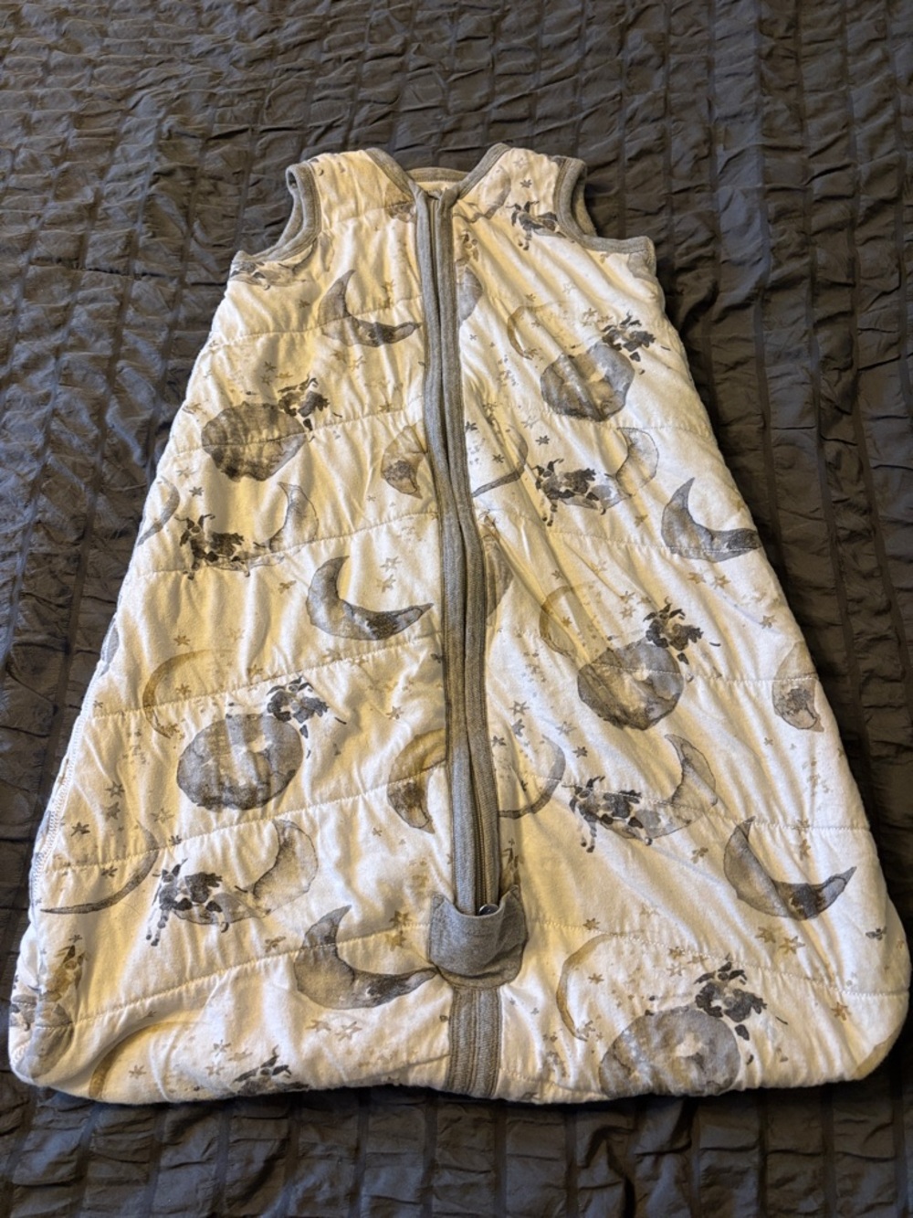 Burt's Bees Cream Sleep Sack with Gray Moon & Stars Print